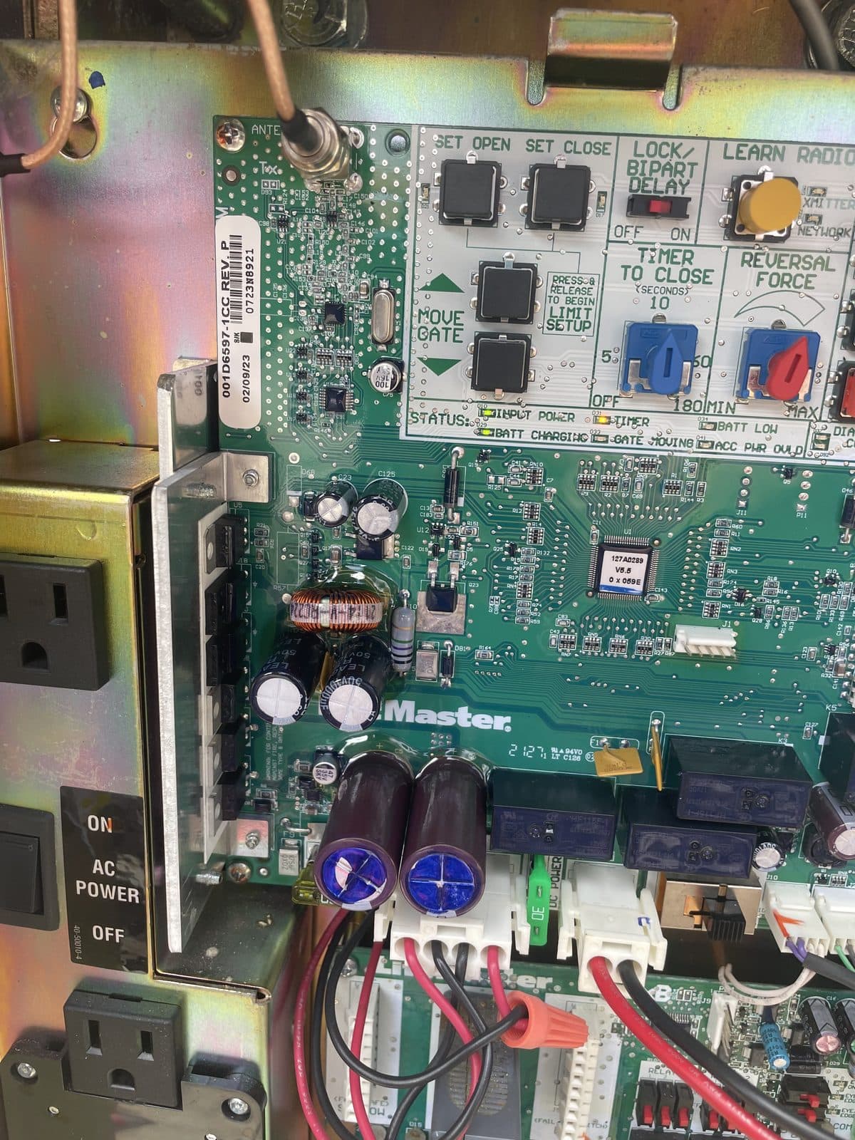 Gate operator control board wired and programmed by DCSI