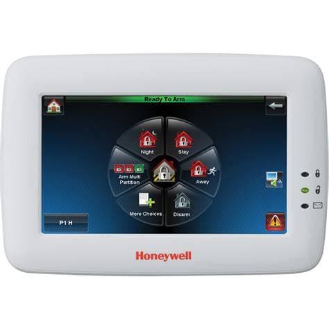 Honeywell Tuxedo touchscreen alarm keypad with arming options