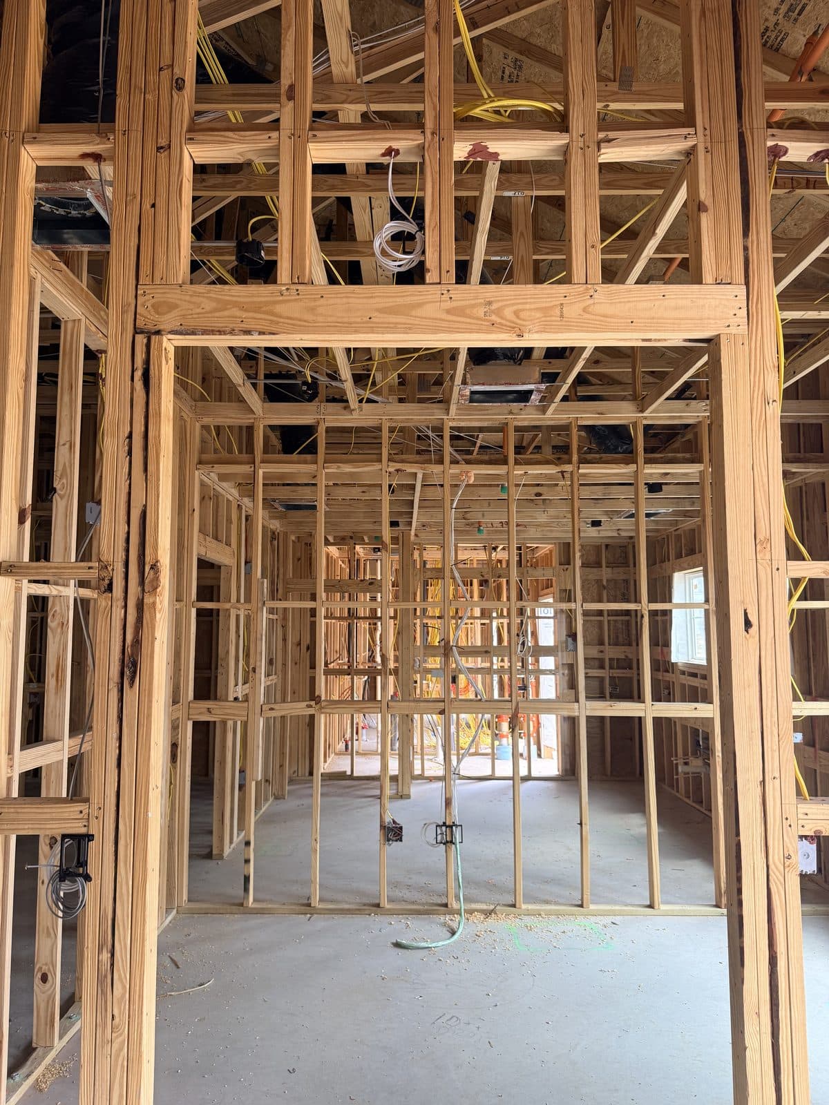 Structured wiring bundle run through new construction framing